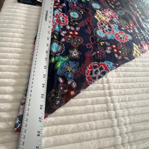 Slinky Brand Women Floral Asymmetric Blouse off the shoulders Crew neck Sz 1X - Picture 11 of 11